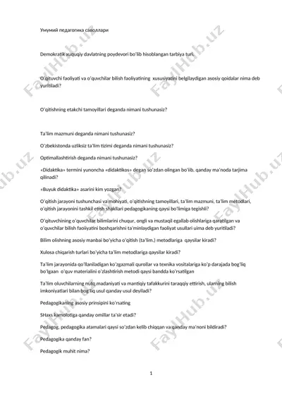 umumiy pedagogika savollari — DOCX