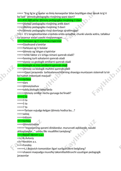 psixaloyiga fanidan savollar va javoblar — DOCX