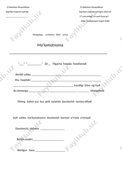 sihatgohga yo'llanma — DOCX