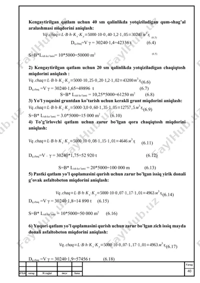 yotqiziladigan qum-shag'al aralashmasi mavzusida savollar — DOCX