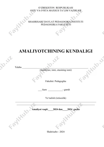 amaliyotchining kundaligi — DOCX