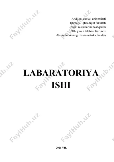 labaratoriya ishi "ko`p omilli korrelyatsiya va regressiya koeffitsenti" — DOCX