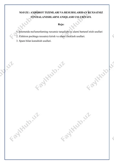 ruxsatsiz foydalanish usullari — DOCX