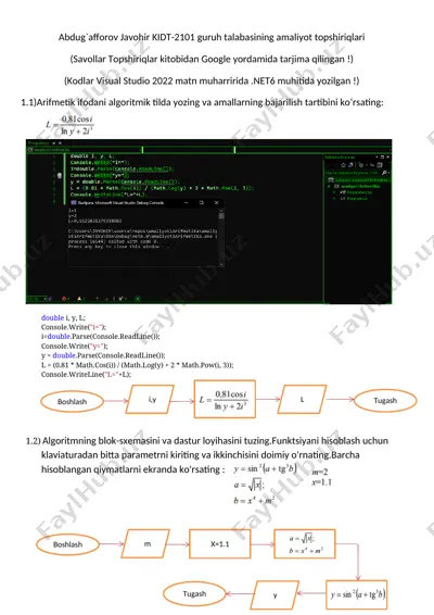arifmetik ifoda algoritmi — DOCX
