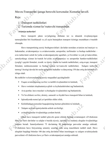 transportni ijaraga beruvchi korxonalar — DOCX