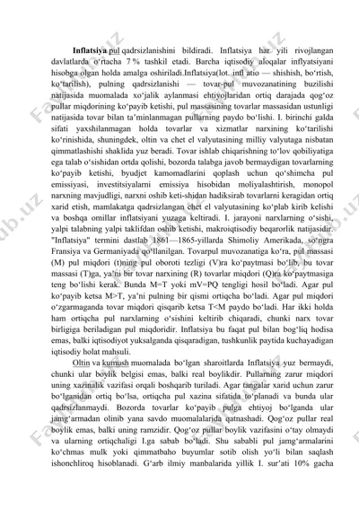 inflatsiya va uning o'rni iqtisodiyotda — DOCX