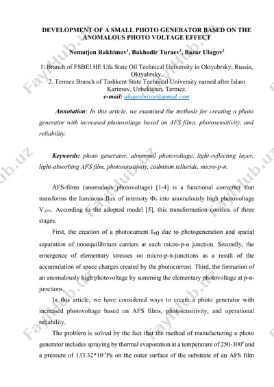 development of a small photo generator based on the anomalous photo voltage effect — DOCX
