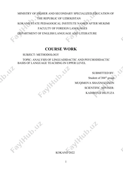 analysis of linguadidactic and psychodidactic basis of language teaching in upper level — DOCX