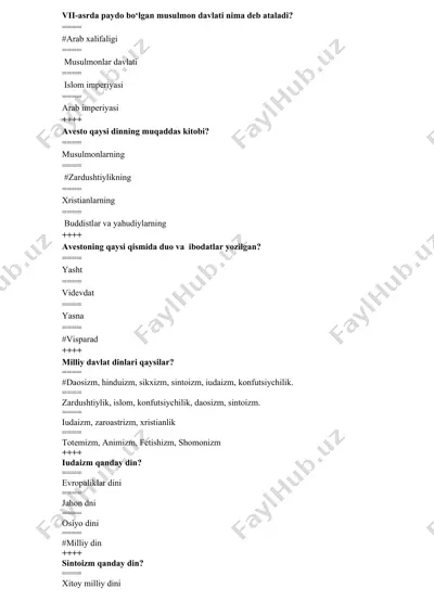 avesto savollar — DOCX