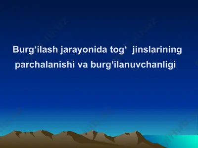 burg‘ilash jarayonida tog‘ jinslarining parchalanishi va burg‘ilanuvchanligi — PPTX