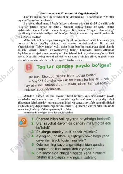 "do’stlar sayohati" mavzusini o’rgatish metodi — DOCX