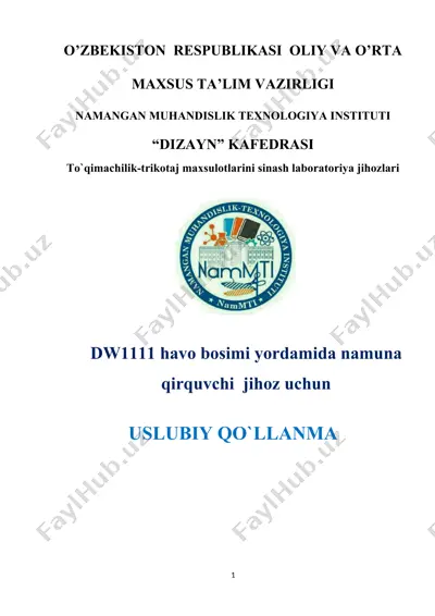 dw1111 havo bosimi yordamida namuna qirquvchi jihoz — DOCX