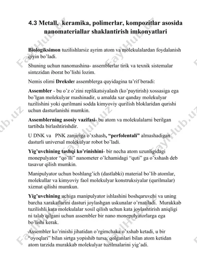 nanomateriallar shaklantirish imkonyatlari — DOCX