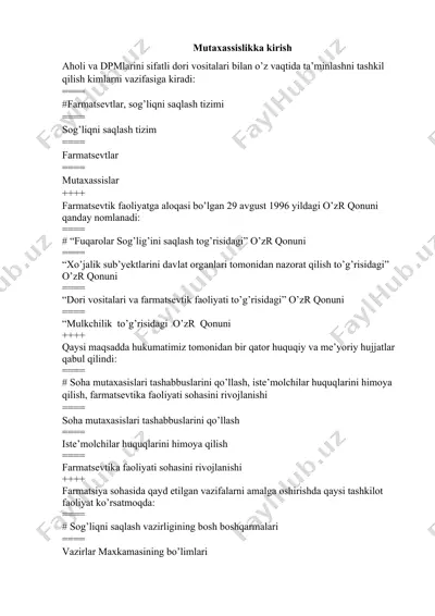 mutaxassislikka kirish — DOCX