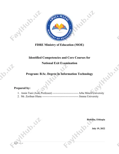 identified competencies and core courses for national exit examination — DOCX