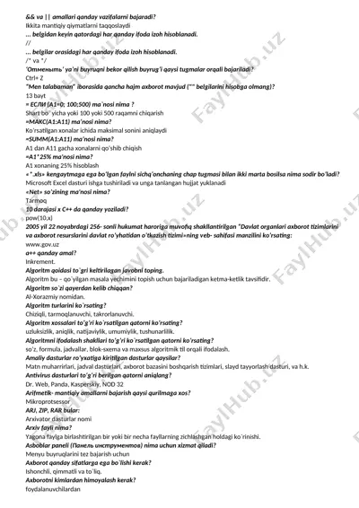 informatika savollr — DOCX