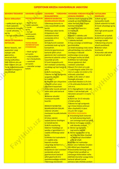 gipertonik krizda hamshiralik jarayoni — DOCX