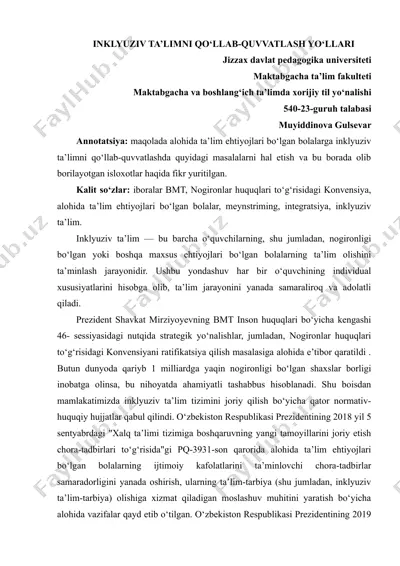 inklyuziv ta’limni qo‘llab-quvvatlash yo‘llari — DOCX