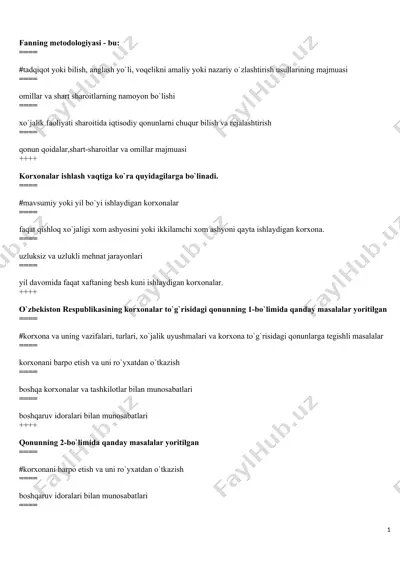 fanning metodologiyasi test savollar — DOCX
