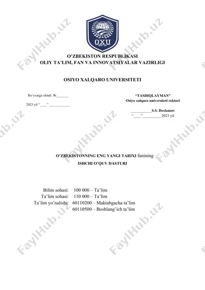 ishchi o‘quv dasturi "tarix va filologiya" — DOCX