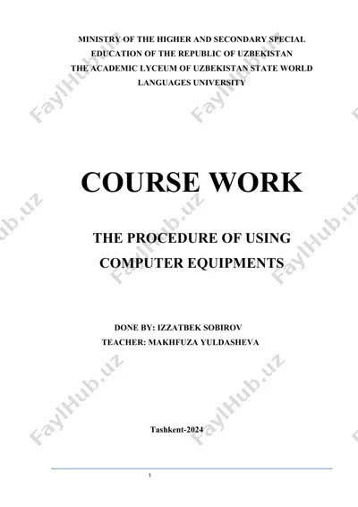 the procedure of using computer equipments — DOCX