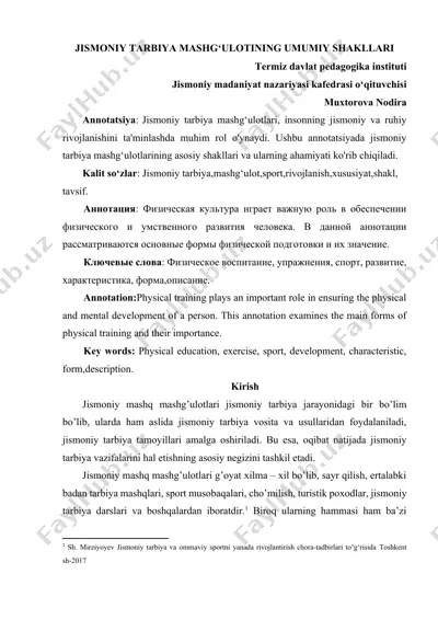 jismoniy tarbiya mashg‘ulotining umumiy shakllari — DOCX