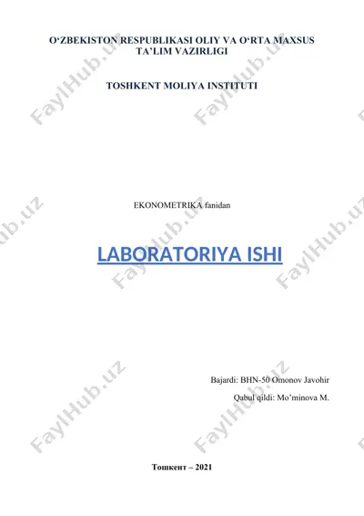 ko’p omilli ekonometrik tahlil laboratoriya ishi — DOCX
