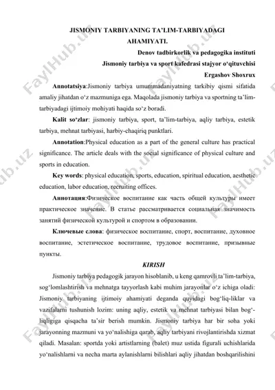 jismoniy tarbiyaning ta’lim-tarbiyadagi ahamiyati — DOCX
