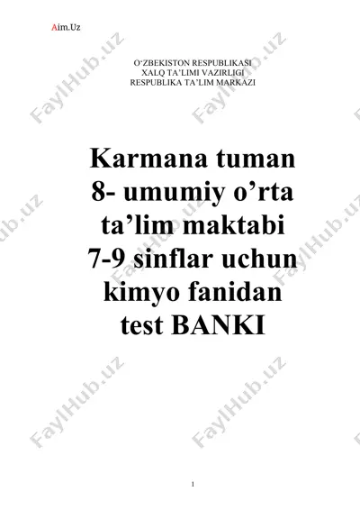 kimyo fanidan test 7- sinf — DOCX