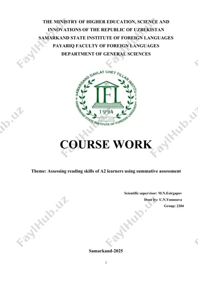 assessing reading skills of a2 learners using summative assessment — DOCX