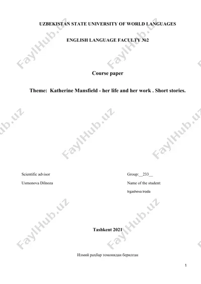 katherine mansfield - her life and her work — DOCX