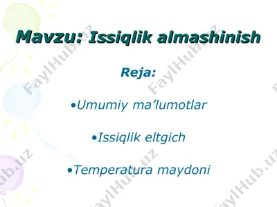 issiqlik almashinish — PPT
