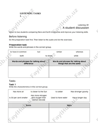 listining tasks — DOCX