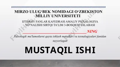 pirson va rokiskiy metodlari. grafik usulda tahlil — PPTX