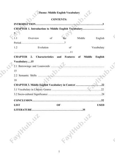 middle english vocabulary — DOCX