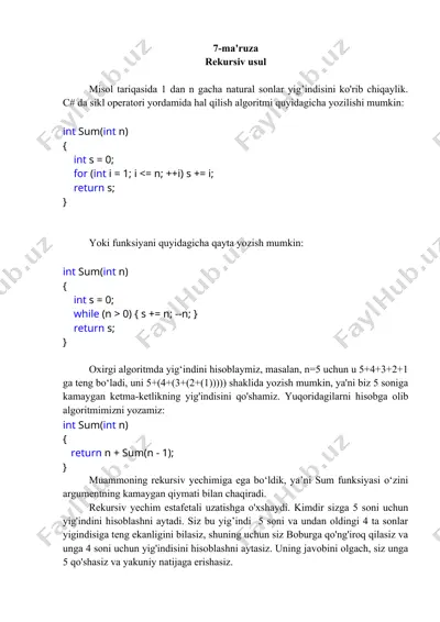 rekursiv usul — DOCX