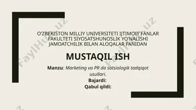 marketing va pr da sotsiologik tadqiqot usullari — PPTX