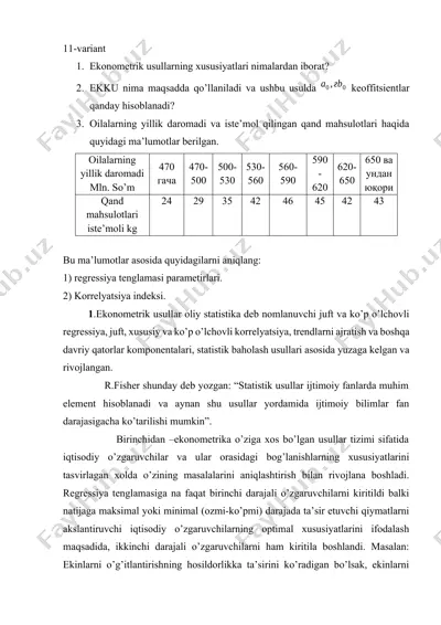 ekonometrik usullar — DOCX