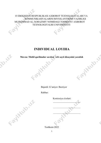 mobil qurilmalar savdosi veb sayti dizaynini yaratish — DOCX