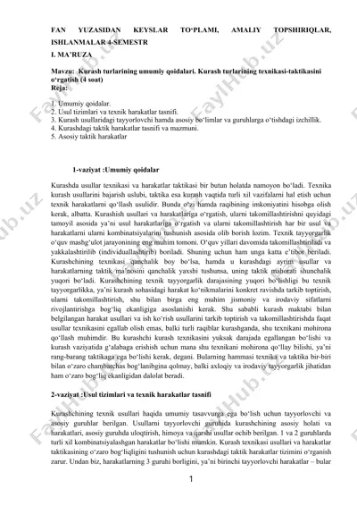 fan yuzasidan keyslar to‘plami, amaliy topshiriqlar, ishlanmalar 4-semestr — DOCX
