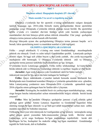 olimpiya qochqinlar jamoasi — DOCX