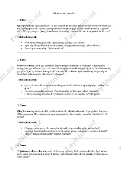 iqtisodiyotning iqtisodiy diverstifikatsiyasi — DOCX