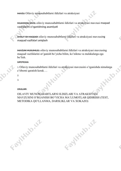 oilaviy munosabatlar haqida ma'lumotlar — DOCX