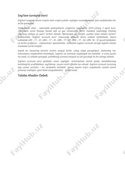 sog’lom turmush tarsi — DOCX