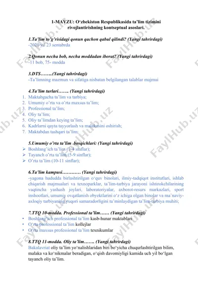 o‘zbekiston respublikasida ta’lim tizimini rivojlantirishning kontseptual asoslari — DOCX