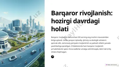 barqaror rivojlanish: hozirgi davrdagi holati — PPTX