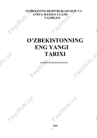 o'zbekistonning eng yangi tarixi ma'ruzalar matni — DOCX