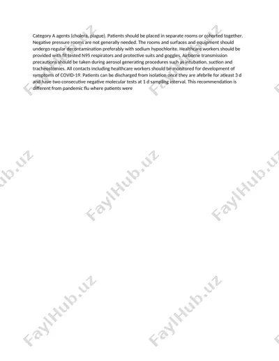 airborne transmission precautions for category a agents (cholera, plague) — DOCX