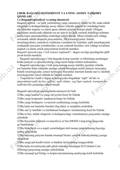 raqamli iqtisodiyot va uning asosiy tarkibi — DOCX