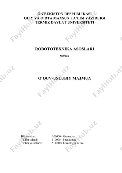 robototexnika asoslari fanidan o‘quv-uslubiy majmua — DOCX